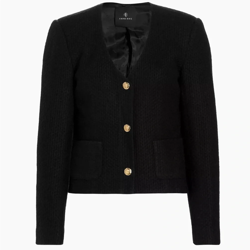 NWT Anine Bing Black Anitta Woven Jacket Size Small
